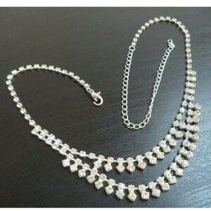 VINTAGE ESTATE RHINESTONE SILVER TONE 21" NECKLACE  1978